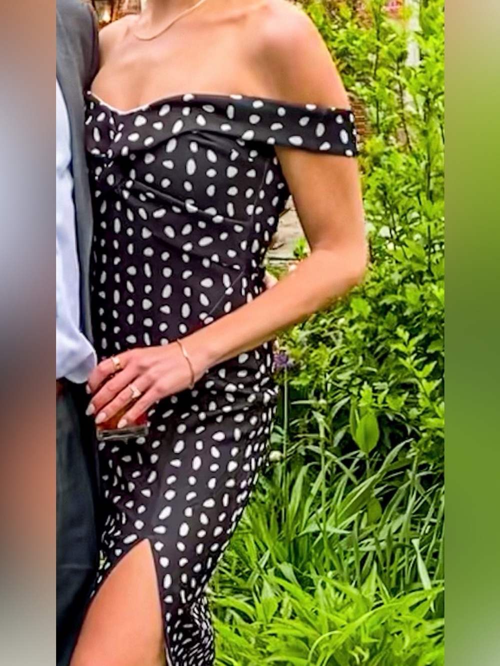 ASOS Black Midi Dress with White Spot Print